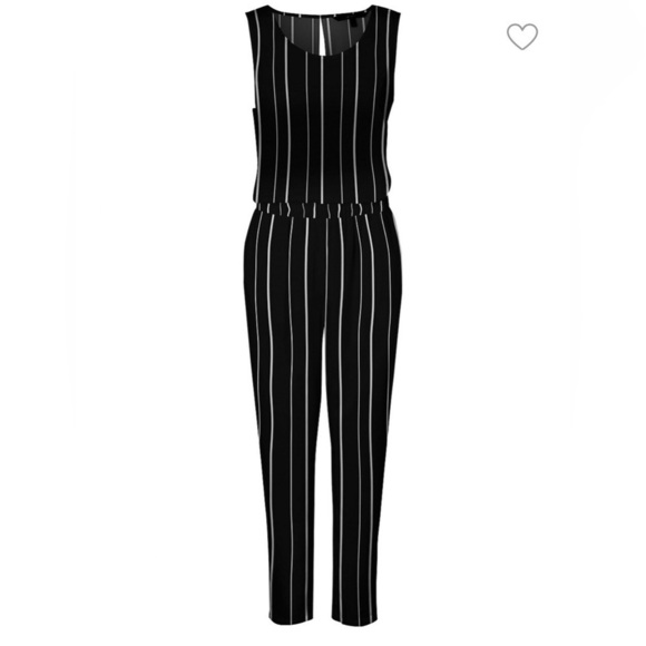 Vero Moda Pants - Vero Moda-Stripe Sleeveless Lightweight Jumpsuit (Size:Small)